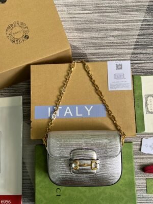 gg Horsebit 1955 Lizard Mini Bag Silver For Women, Women’s Bags 8in/20cm gg?