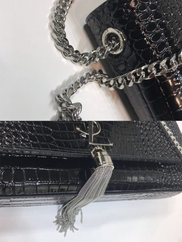 5f3fd250 YSSL Kate Medium Chain Bag With Tassel In Embossed Crocodile Black For Women 9.4in/24cm YSL 354119DND0N1000