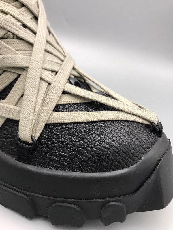 6._6_9549dbce-5881-481e-bd05-f49344f4a080 Rick Owens Black High-Top Sneakers with Beige Straps