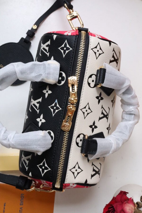 LV Speedy Bandouli¨¨re 20 Monogram Empreinte Black/White/Pink For Women, WoHandbags 8.1in/21cm LV M46088