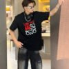 Loewe Black T-Shirt with Red and White Logo