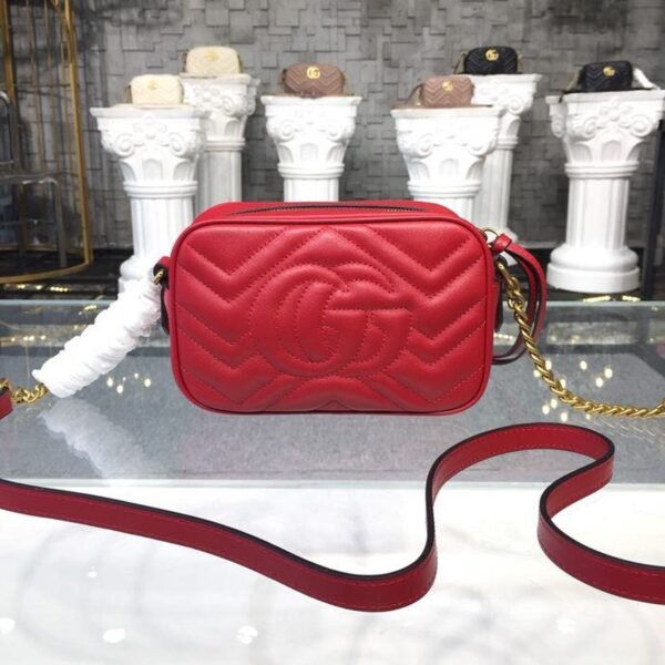 gg Marmont Matelass¨¦ Mini Bag Hibiscus Red Matelass¨¦ Chevron For Women 7in/18cm gg