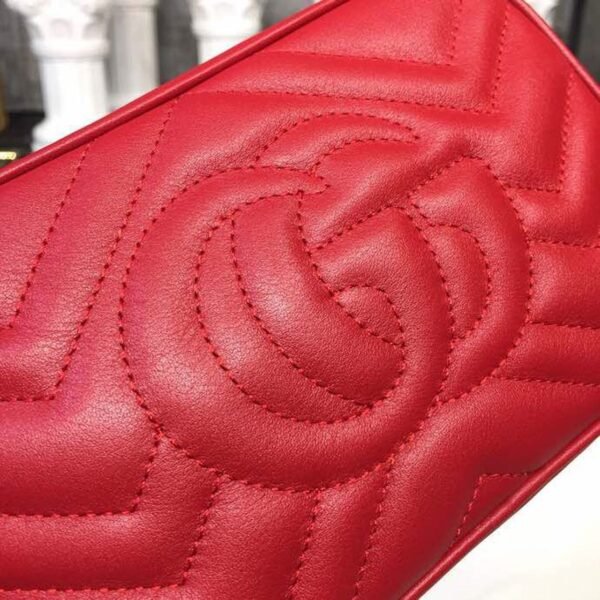 gg Marmont Matelass¨¦ Mini Bag Hibiscus Red Matelass¨¦ Chevron For Women 7in/18cm gg