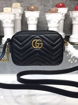 gg Marmont Matelass¨¦ Mini Bag Black Matelass¨¦ Chevron For Women 7in/18cm gg 448065 DTD1T 1000