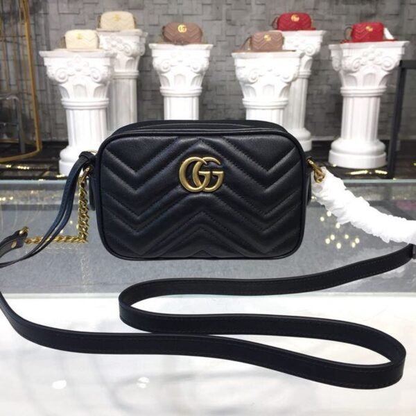 gg Marmont Matelass¨¦ Mini Bag Black Matelass¨¦ Chevron For Women 7in/18cm gg 448065 DTD1T 1000