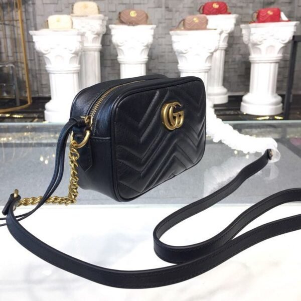 gg Marmont Matelass¨¦ Mini Bag Black Matelass¨¦ Chevron For Women 7in/18cm gg 448065 DTD1T 1000