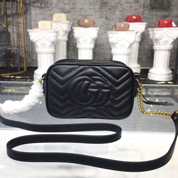 gg Marmont Matelass¨¦ Mini Bag Black Matelass¨¦ Chevron For Women 7in/18cm gg 448065 DTD1T 1000