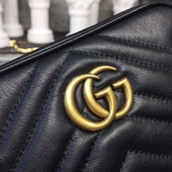 gg Marmont Matelass¨¦ Mini Bag Black Matelass¨¦ Chevron For Women 7in/18cm gg 448065 DTD1T 1000