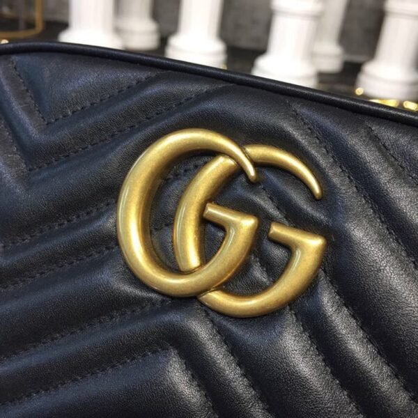 gg Marmont Small Matelass¨¦ Shoulder Bag Black Matelass¨¦ Chevron For Women 9.5in/24cm gg 447632 DTD1T 1000