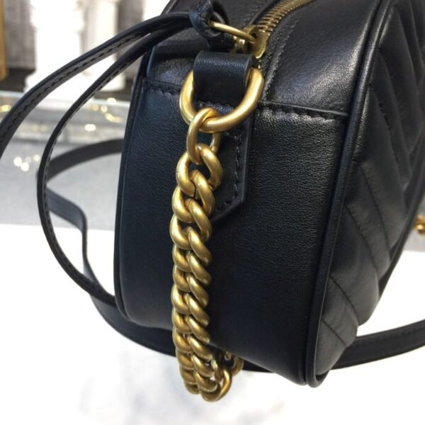 gg Marmont Small Matelass¨¦ Shoulder Bag Black Matelass¨¦ Chevron For Women 9.5in/24cm gg 447632 DTD1T 1000
