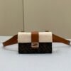 FI Baguette Pouch Brown fabric Beige Pouch For Woman 16cm/6in