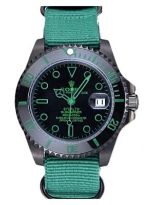 Rolex Stealth Submariner Green Nylon Strap 622009 Mens 40MM