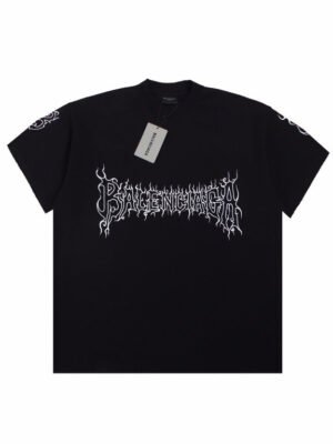 Balenciaga T-shirt with Gothic Flame Logo
