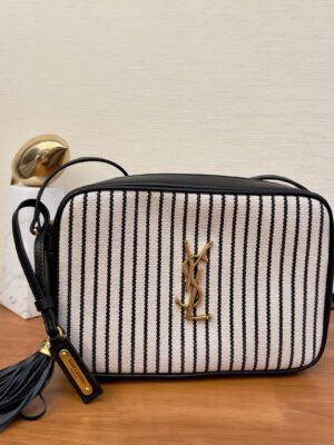 YSSL Lou Camera Bag In Canvas Black And White For Women 9in/23cm YSL 612542FAACG9583