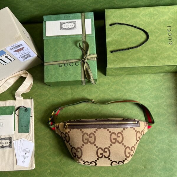 gg Jumbo gg Belt Bag Camel And Ebony Jumbo gg Canvas For Women? 15.3in/39cm gg 696031 UKMDG 2570
