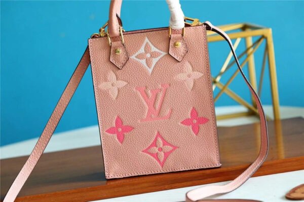 LV Petit Sac Plat Monogram Empreinte Pink For Women, Women¡¯s Handbags, Shoulder And Crossbody Bags 5.5in/14cm LV M80449
