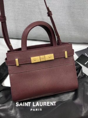 YSSL Manhattan Nano Shopping Bag In Box Burgundy For Women 8.2in/21cm YSL