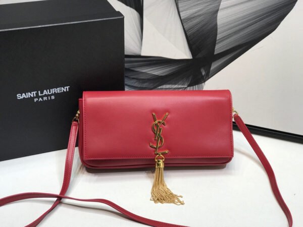 YSSL Kate Tassel Small Shoulder Bag Red For Women 10.2in/26cm YSL?