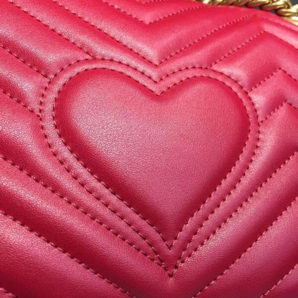 gg Marmont Small Matelass¨¦ Shoulder Bag Hibiscus Red Matelass¨¦ Chevron For Women 10in/26cm gg 443497 DRW3T 6433