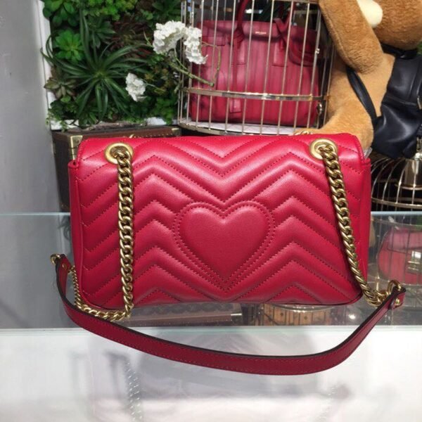 gg Marmont Small Matelass¨¦ Shoulder Bag Hibiscus Red Matelass¨¦ Chevron For Women 10in/26cm gg 443497 DRW3T 6433