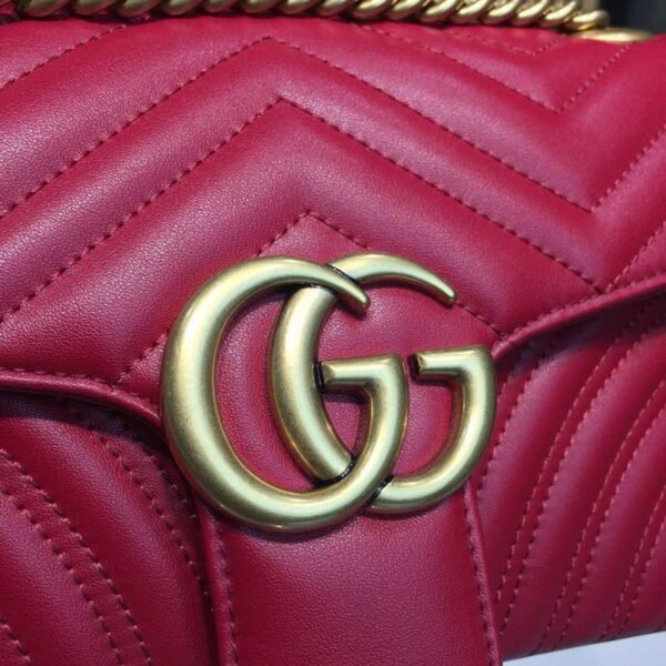gg Marmont Small Matelass¨¦ Shoulder Bag Hibiscus Red Matelass¨¦ Chevron For Women 10in/26cm gg 443497 DRW3T 6433