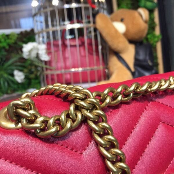 gg Marmont Small Matelass¨¦ Shoulder Bag Hibiscus Red Matelass¨¦ Chevron For Women 10in/26cm gg 443497 DRW3T 6433