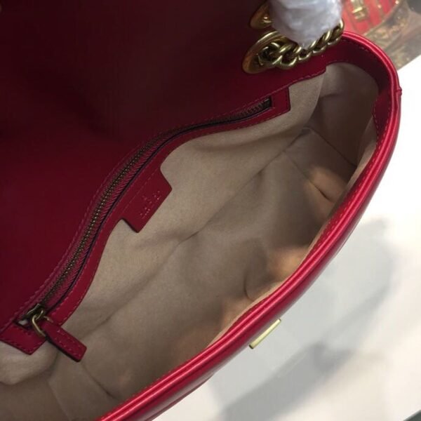 gg Marmont Small Matelass¨¦ Shoulder Bag Hibiscus Red Matelass¨¦ Chevron For Women 10in/26cm gg 443497 DRW3T 6433