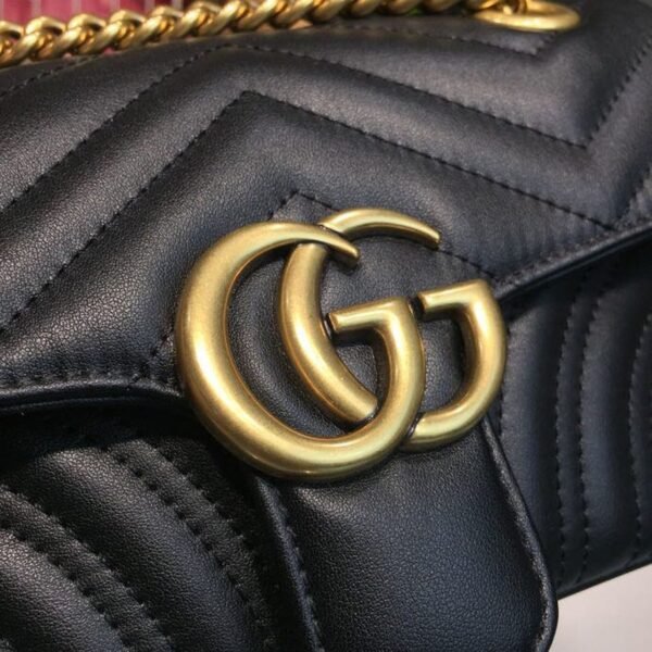 gg Marmont Matelass¨¦ Mini Bag Black Matelass¨¦ Chevron For Women 8.5in/22cm gg ?446744 DTDIT 1000