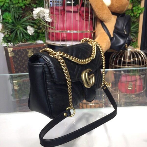 gg Marmont Small Matelass¨¦ Shoulder Bag Black For Women 10in/25cm 443497 DTDIT 1000