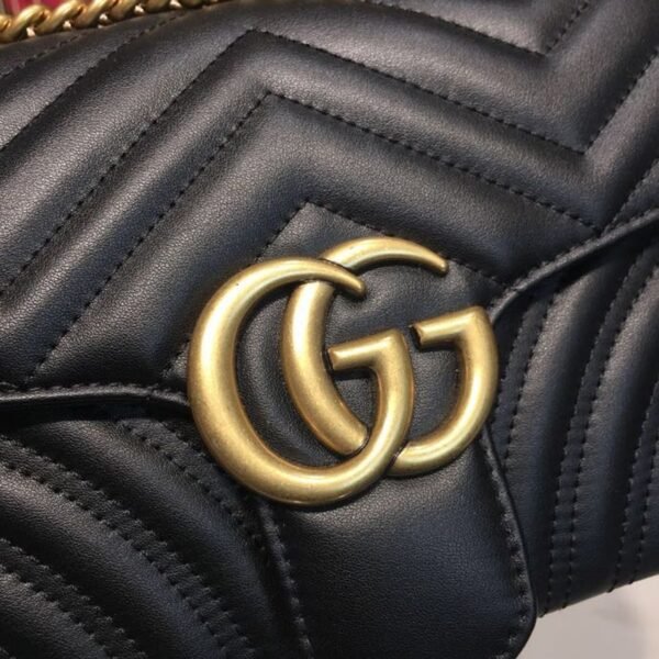 gg Marmont Small Matelass¨¦ Shoulder Bag Black For Women 10in/25cm 443497 DTDIT 1000