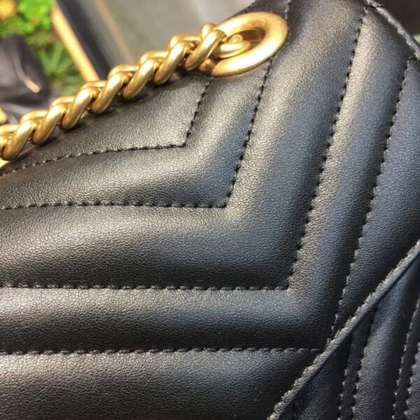 gg Marmont Small Matelass¨¦ Shoulder Bag Black For Women 10in/25cm 443497 DTDIT 1000