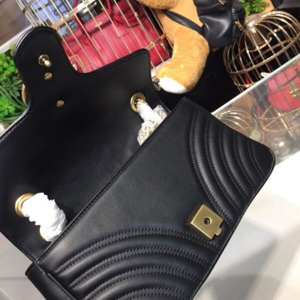 gg Marmont Small Matelass¨¦ Shoulder Bag Black For Women 10in/25cm 443497 DTDIT 1000