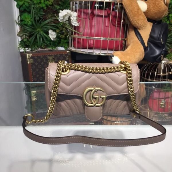 gg Marmont Matelass¨¦ Mini Bag Beige Matelass¨¦ Chevron For Women 8.5in/22cm gg 446744
