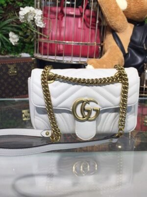 gg Marmont Matelass¨¦ Mini Bag White Matelass¨¦ Chevron For Women 8.5in/22cm gg 446744 DTDIT 9022