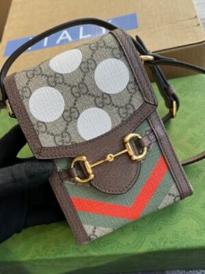 gg Horsebit 1955 Mini Bag Beige And Ebony gg Supreme Canvas With Geometric Print For Women? 6.7in/17cm gg ??625615 UQHFG 8679