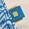 FI Mini Baguatte 1997 Blue Glazed Bag For Woman 19.5cm/7.5in