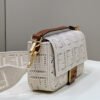FI Baguette White with Embroidery Medium Bag For Woman 28cm/11in