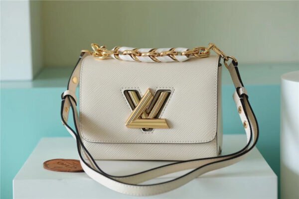 LV Twist MM Epi White For Women, Women¡¯s Bags, Shoulder And Crossbody Bags 9.1in/23cm LV
