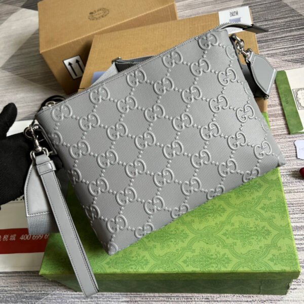 gg Embossed Medium Messenger Bag?Grey gg Embossed For Men 12in/31cm gg?