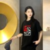Loewe Black T-Shirt with Red and White Logo