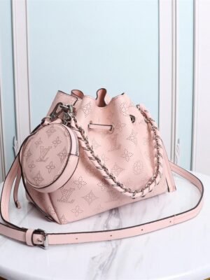 LV Bella Bucket Bag Mahina Magnolia Pink For Women, Women’s Handbags, Shoulder And Crossbody Bags 7.5in/22cm LV M57068