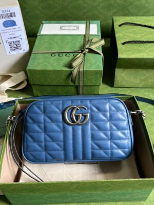 gg Marmont Matelasse Shoulder Bag Blue For Women, Women’s Bags 9.5in/24cm gg 634936 UM8BF 4340