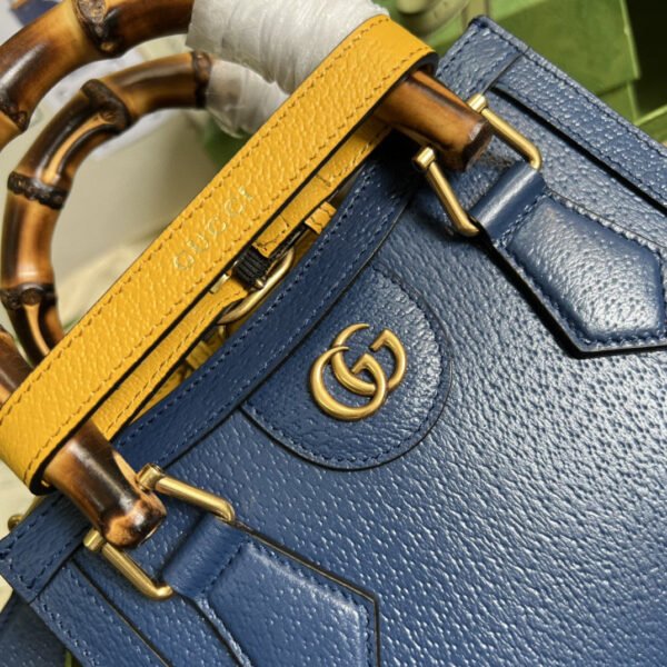 gg Diana Mini Tote Bag Canvas Lining Blue For Women 7.9in/20cm gg 702732 U3ZDT 4862