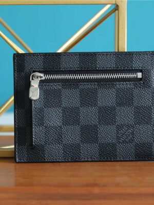 LV ID Card Holder Damier Graphite Canvas Black For Men, Wallet 13cm LV N60378