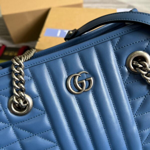 gg Marmont Medium Matelasse Tote Blue For Women, Women’s Bags 13.6in/34cm gg ??675796 UM8BF 4340