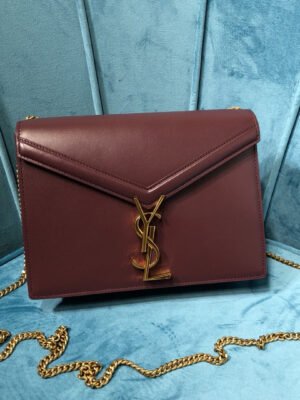 YSSL Cassandra Medium Chain Bag Burgundy For Women 8.7in/22cm YSL 532750BOW0W6008