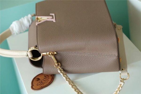 LV Capucines MM Taurillon Smokey Brown Green/ Creme/ Pink For Women, Women¡¯s Bags, Shoulder And Crossbody Bags 12.4in/31.5cm LV M59516