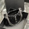 YSSL Hobo Mini Bag Black With Silver Hardware For Women 9.4in/24cm YSl