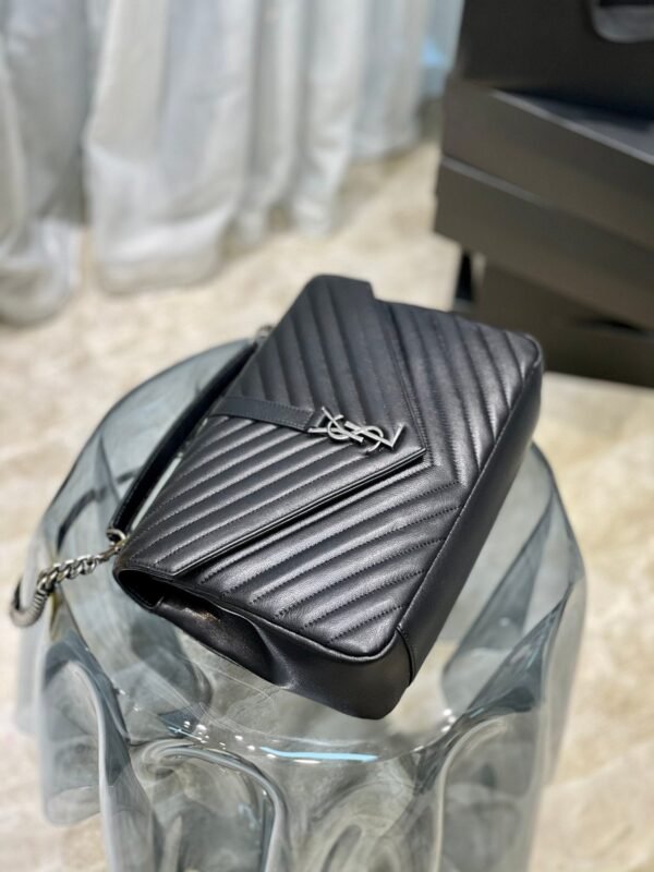 YSSL College Large Chain Bag Black With Silver TonedHardware For Women 12.6in/32cm YSL 600278BRM041000