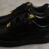 BAPE STA Low-Top Black Croc-Embossed Sneakers